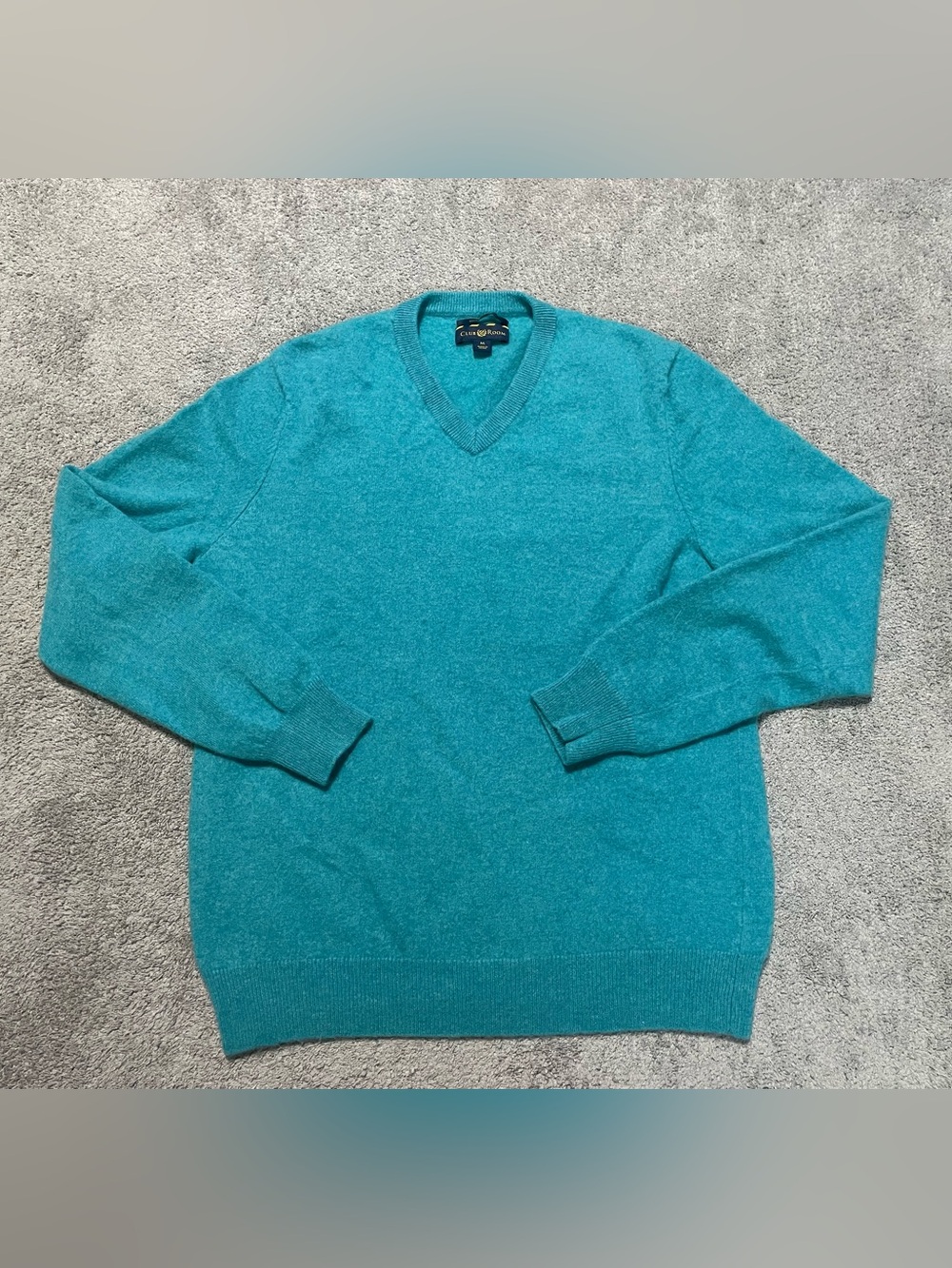 Club Room 100% Cashmere V-Neck Sweater Women’s M Teal Blue Soft Knit Pullover